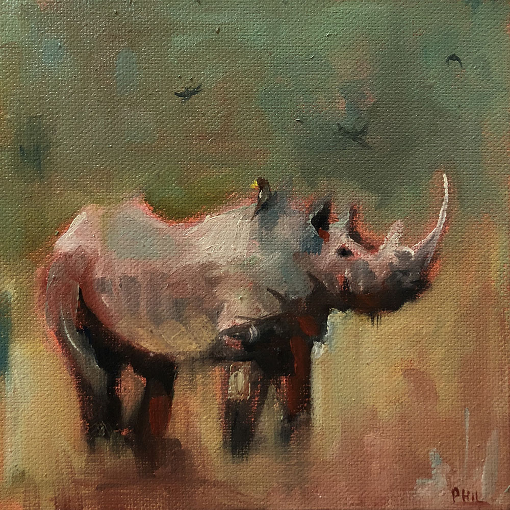 quilt square, rhino with birds